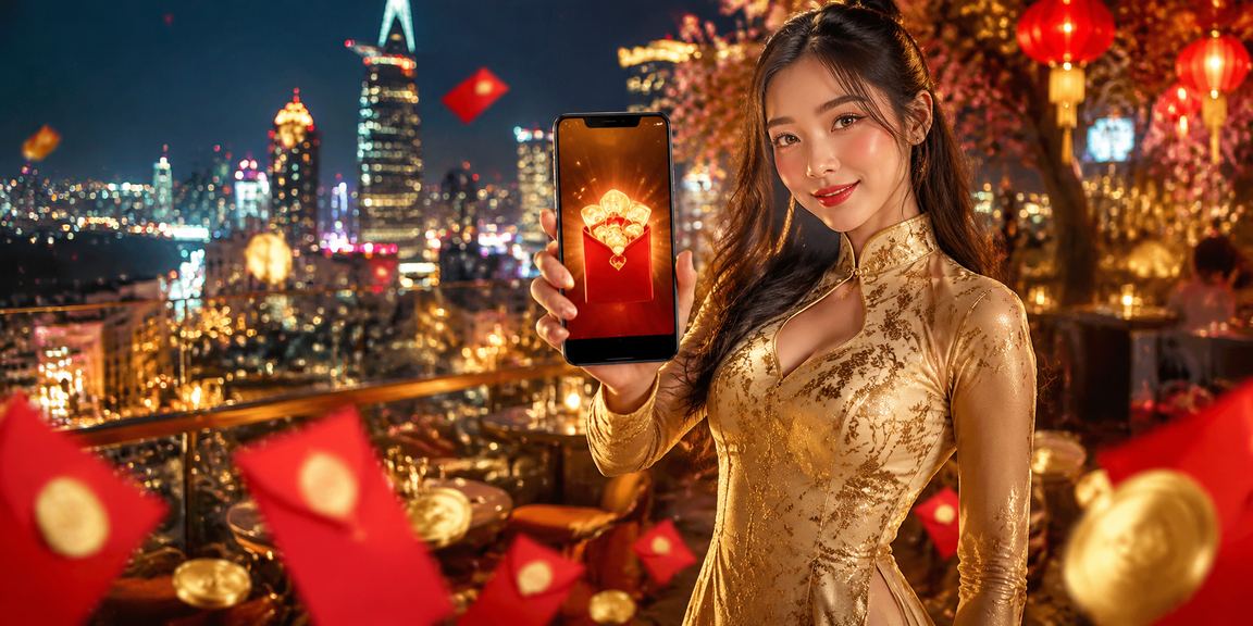 Phụ nữ mặc áo dài tại TP. Hồ Chí Minh trong lễ hội phong bì đỏ mừng Tết