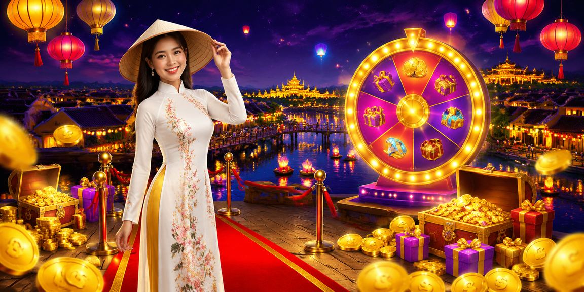 Khu phố đêm Hội An với ánh đèn lồng tươi sáng và không khí Hội Nghị