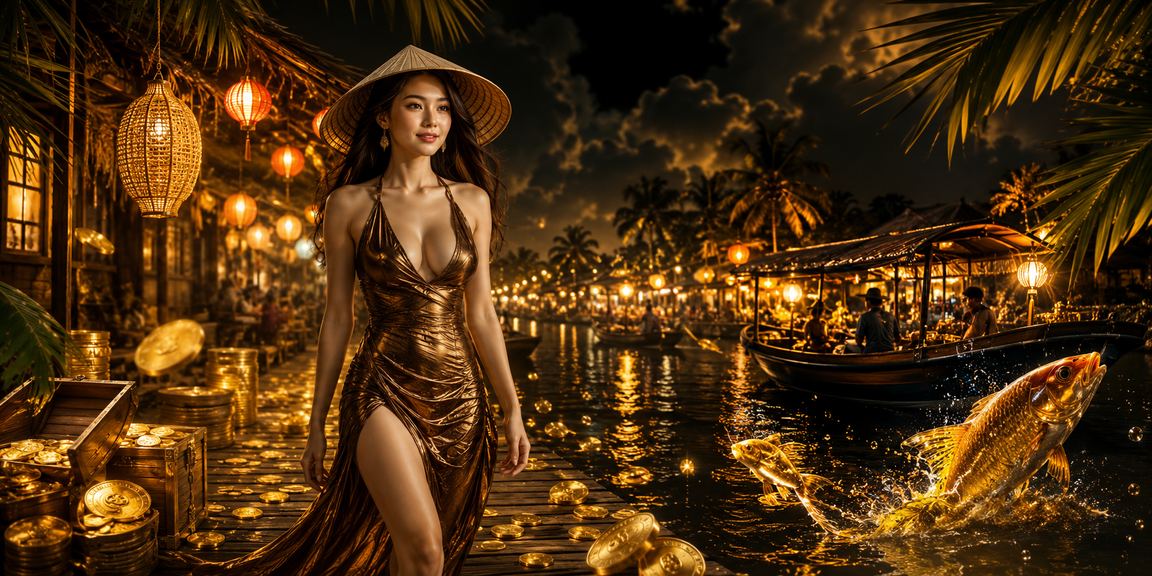 Trò chơi bắn cá sôi động tại vùng Mekong với hình ảnh nón lá đặc trưng miền Tây