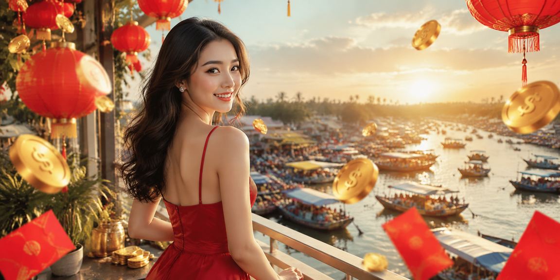 Đèn lồng rực rỡ bên sông Mekong trong mùa lễ hội với không khí cá cược thể thao sôi động